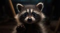 Enchanting Glimpse: Closeup of a Tiny, Cute Baby Raccoon