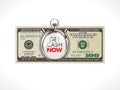 Get cash now - fast loan concept - 100 dollars with stopwatch