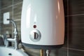 Efficient Water Heating Close-Up of Bathroom Water Heater - Generative AI
