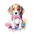 Get Creative with a Playful Beagle Puppy in a Pastel Headband AI Generated