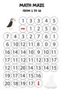 Get cute puffin to the ice berg by counting to 16 Royalty Free Stock Photo