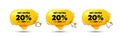 Get Extra 20 percent off Sale. Discount offer sign. Click here buttons. Vector Royalty Free Stock Photo