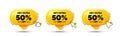 Get Extra 50 percent off Sale. Discount offer sign. Click here buttons. Vector Royalty Free Stock Photo