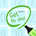 Get flu shot poster with headline title vector illustration Royalty Free Stock Photo