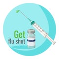 Get flu shot poster to remind people vector illustration