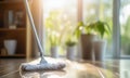 Domestic Cleaning Tools Mop in Action Royalty Free Stock Photo