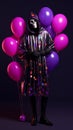 Halloween photo booth background  - a person in a garment with balloons Royalty Free Stock Photo