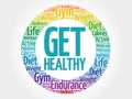 Get Healthy circle stamp word cloud Royalty Free Stock Photo