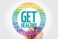 Get Healthy circle stamp word cloud Royalty Free Stock Photo