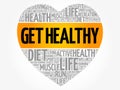 Get Healthy heart word cloud, fitness Royalty Free Stock Photo