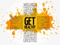 Get Healthy word cloud, cross concept Royalty Free Stock Photo