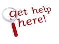 Get help here with magnifiying glass Royalty Free Stock Photo