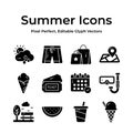 Get hold on this carefully crafted summer icons set, ready to use premium vectors