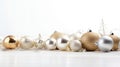 Creative Christmas Holiday Background: Elegant Ornaments on a Crisp White Background, Modern and Simplistic Design