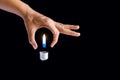 Get idea concept. business woman hand holding light bulb
