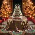 Christmas Day Royal Cake with Opulent Sofa and Table Decor Ideas Royalty Free Stock Photo