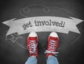 Get involved! against black background Royalty Free Stock Photo