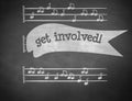 Get involved! against black background Royalty Free Stock Photo