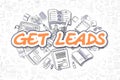 Get Leads - Cartoon Orange Text. Business Concept. Royalty Free Stock Photo