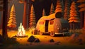 Camping 3D - Experience the joy of camping and hiking with this group of happy trekkers ai generated