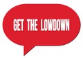 GET  THE  LOWDOWN text written in a red speech bubble Royalty Free Stock Photo