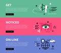 Get Noticed On-line. Web banners set Royalty Free Stock Photo