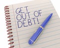 Get Out of Debt Financial Help Bankruptcy Pen Writing Royalty Free Stock Photo