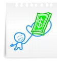 Get paid cartoon_on paper Note Royalty Free Stock Photo