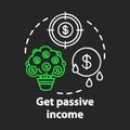 Get passive income chalk concept icon. Savings idea. Getting interest, percentage from investment, deposit. Gaining Royalty Free Stock Photo