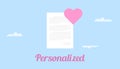 Get personalized love letter illustration with white paper and pink love symbol