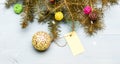 Get ready for christmas. Christmas decorations wooden background top view. Everything you need to decorate christmas Royalty Free Stock Photo