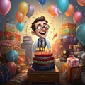 Whimsical Cartoon Birthday Surprise