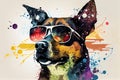 Cool Dog with Sunglasses Illustration - Perfect for Summer Vibes Royalty Free Stock Photo