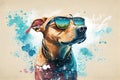 Cool Dog with Sunglasses Illustration - Perfect for Summer Vibes Royalty Free Stock Photo