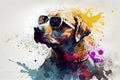 Cool Dog with Sunglasses Illustration - Perfect for Summer Vibes Royalty Free Stock Photo