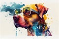 Cool Dog with Sunglasses Illustration - Perfect for Summer Vibes Royalty Free Stock Photo