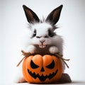 Spine-Chilling Halloween Bunny White Background 8