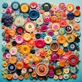 Harmony in Chaos: A Colorful Collage of Buttons and Fasteners