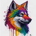 Hyperrealistic Fantasy: Colorful OLPNTNG Style T-Shirt Design with Gothic Animal Mascot