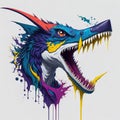 Hyperrealistic Fantasy: Colorful OLPNTNG Style T-Shirt Design with Gothic Animal Mascot