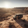 Rugged 4x4 Camper Van on the Edge of a Remote Canyon