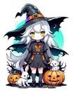 Cute witch and cat stickers.