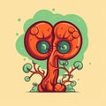 Cartoon kidney with nephrons