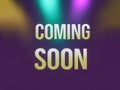 A purple disco club background with the words coming soon on it.