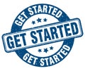 get started stamp. get started label. round grunge sign