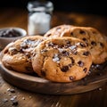 Get a taste of the delicious side of life with a closeup shot of a mouthwatering stack of homemade chocolate cookies