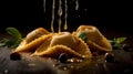 Get a taste of Italy with this delicious homemade ravioli served hot and fresh food photography. Generative AI