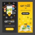 Get Taxi Service Banner Vecrtical Set. Vector