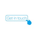 Get in touch button with hand cursor, Can be used for web, ui, apps, Stock Vector illustration isolated on white background Royalty Free Stock Photo