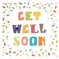 Get well soon card with pills. Greeting card Royalty Free Stock Photo